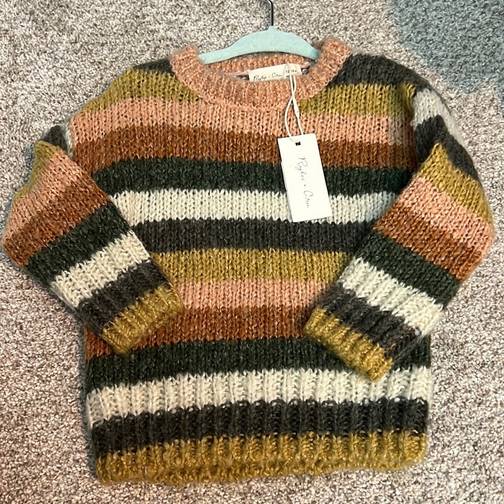 NWT Rylee & Cru Mutli Stripped Aspen Sweater 12-18m